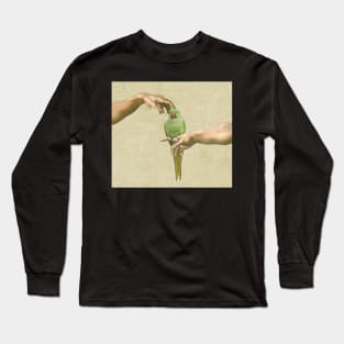 scritching a green indian ringneck #full Long Sleeve T-Shirt